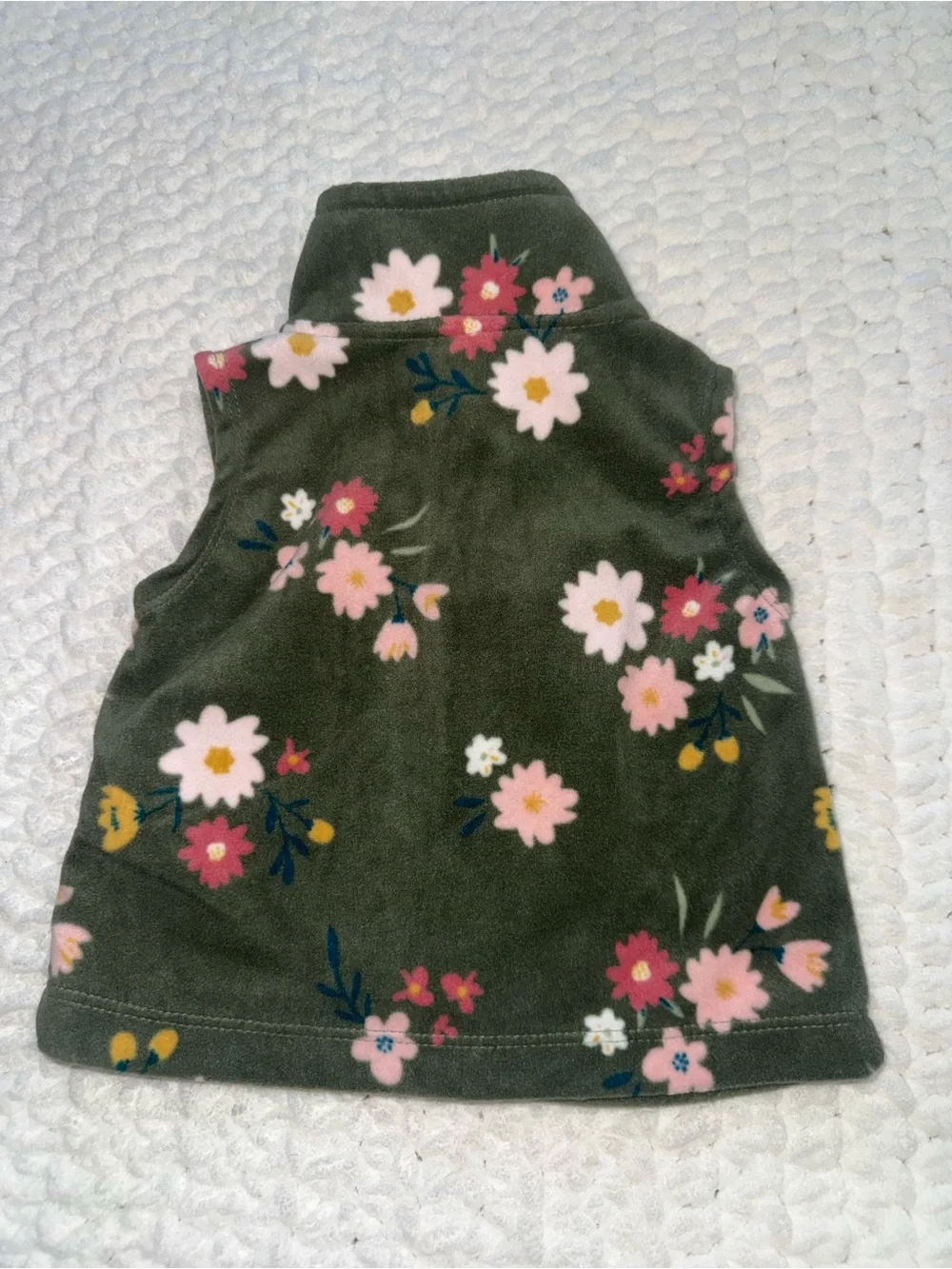 Carter's Olive Green Floral Fleece Vest - Infant